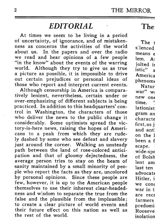 From the Archives: Editorial During WWII Warns Against Media Bias