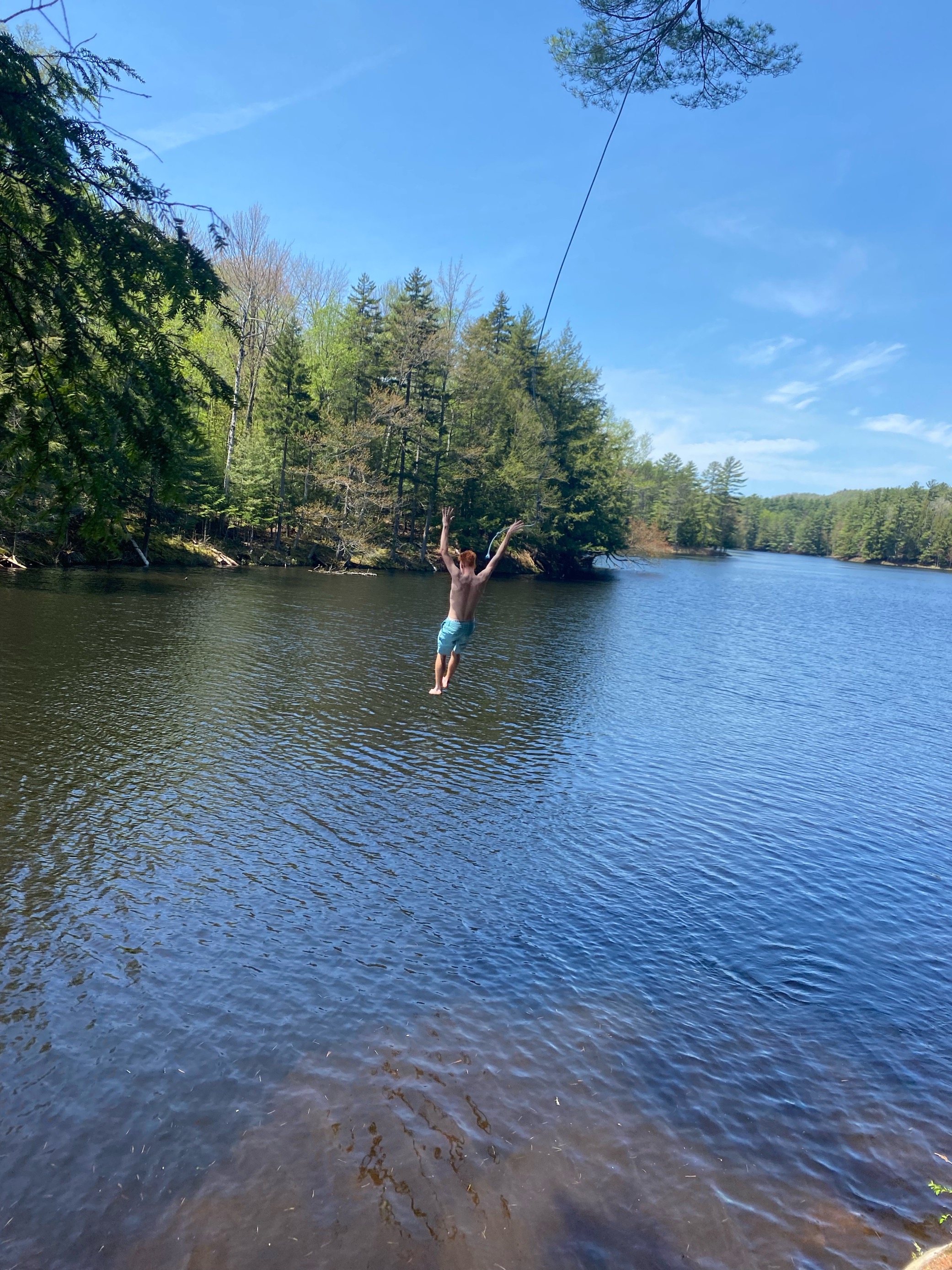 Students Enjoy the Rope Swing at Paul Smith College