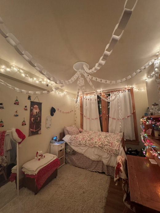 Deck the Dorm: The Ultimate Christmas Dorm Tour of Lily Pratt’s ’26 room.
